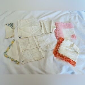 Lot of 8 Handkerchief Set, Linen, Cotton, Crochet New Vintage